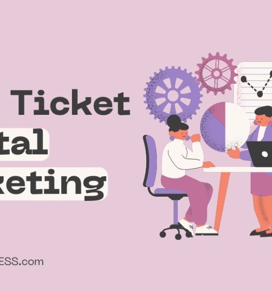 Illustrated digital marketing plan presentation with lilac accents