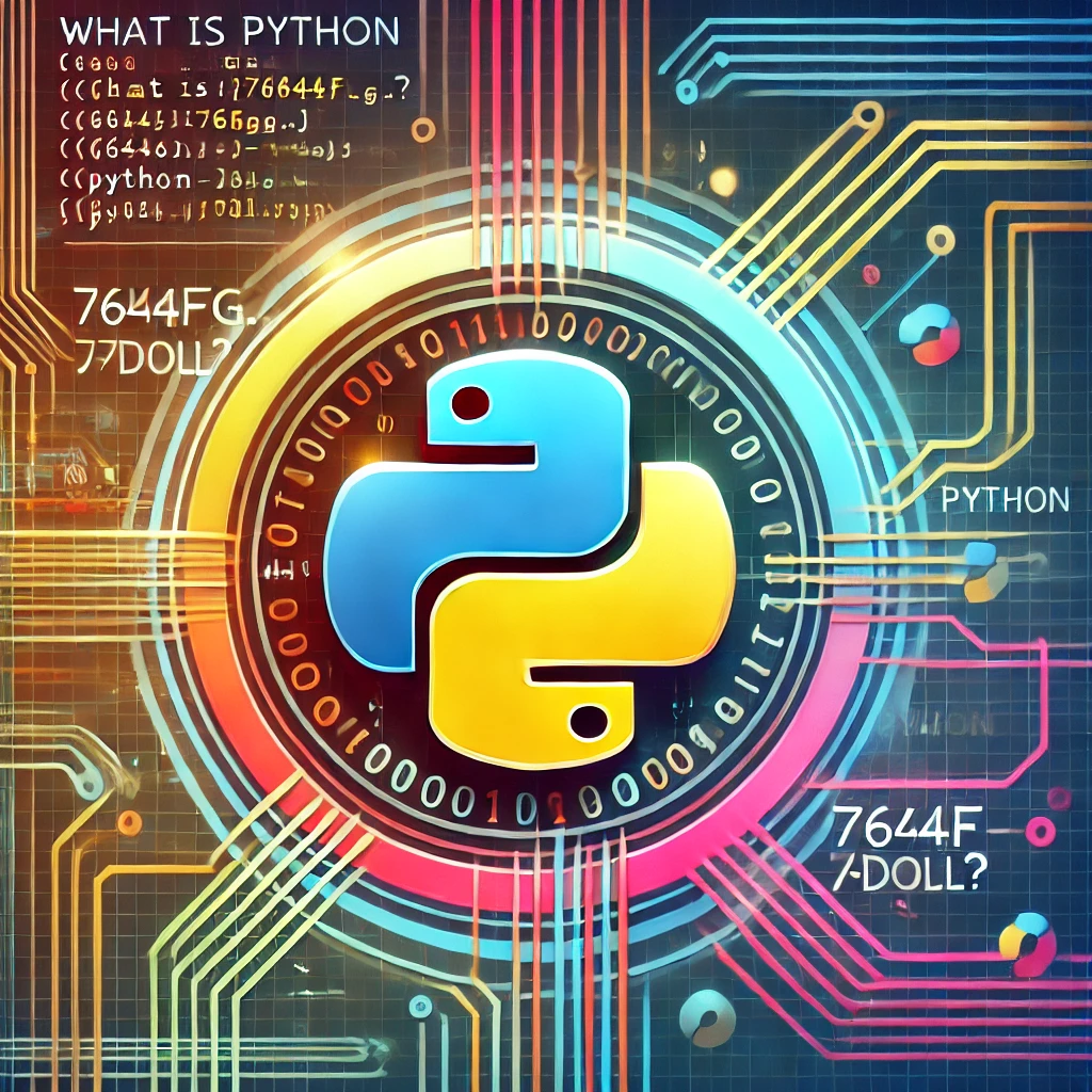 Abstract representation of Python programming featuring colorful code snippets and digital elements.