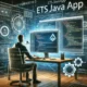 Developer working with ETSJavaApp Version, showcasing Java code, debugging tools, and version control integration on a sleek interface.