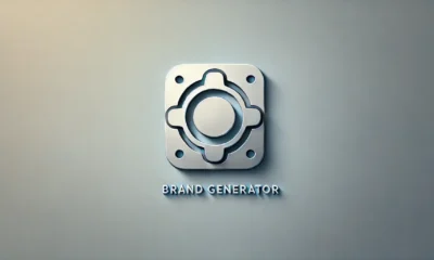 Minimalist wide-format feature image with a gradient background transitioning from light steel blue on the left to soft silver on the right. A simple, flat icon representing the explanation of what my brand is generator is centered, with a dark slate gray outline and soft gold accents. A light gray shadow beneath the icon provides subtle depth.