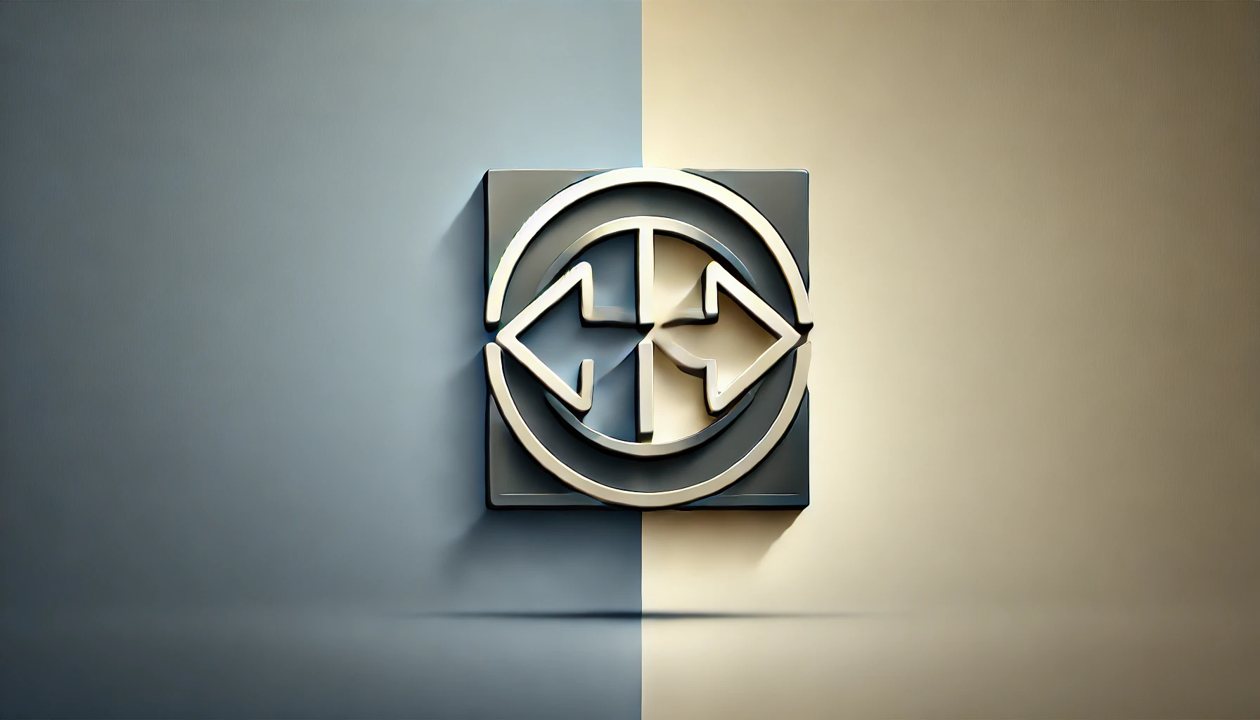 Minimalist wide-format image with a gradient background transitioning from light steel blue to soft silver. A central icon with interlocking arrows or balanced shapes symbolizes the Two Sides Plan Strategy, emphasizing dual perspectives and alignment. The icon features a dark slate gray outline with soft gold accents, complemented by a subtle shadow for depth.