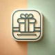 Wide-format feature image with a gradient background blending light peach and mint green. A gift box icon with a ribbon, outlined in navy blue, has small amber accents and a subtle shadow beneath it for depth. Concept is Used For Gift1.shop.