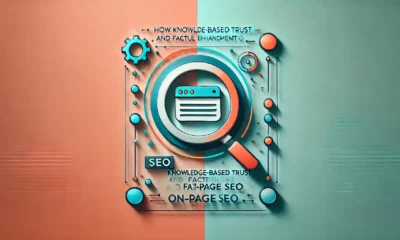 Wide-format feature image with a gradient background blending soft coral and light turquoise. In the center, a minimalistic icon of a magnifying glass over a webpage, outlined in deep teal with bright orange accents, symbolizes SEO and data accuracy.