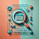 Wide-format feature image with a gradient background blending soft coral and light turquoise. In the center, a minimalistic icon of a magnifying glass over a webpage, outlined in deep teal with bright orange accents, symbolizes SEO and data accuracy.