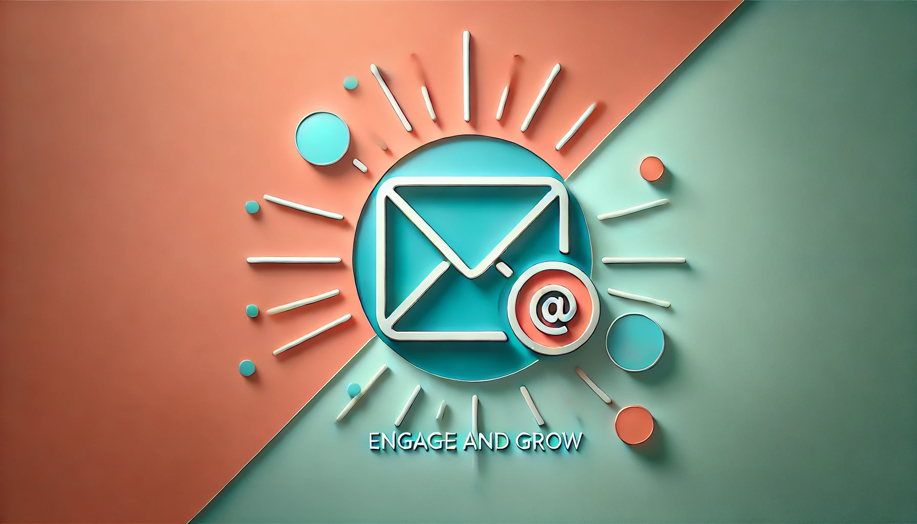 Wide-format image with a gradient background blending soft coral and light turquoise. A flat icon of an envelope with a share symbol is centered, representing email marketing and the sharing of links. The icon is outlined in deep teal with bright orange accents and has a soft shadow beneath it for subtle depth. Concept is used for Shareable Links in Email Marketing