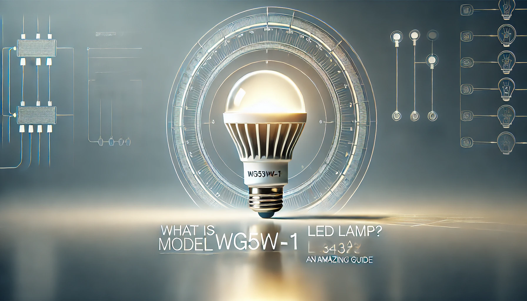 Wide feature image of a sleek, modern LED lamp labeled 'WG5WI-1,' glowing softly on a minimalist background with subtle technical graphics, accompanied by the article title 'What is Model WG5WI-1 LED Lamp E343726? An Amazing Guide