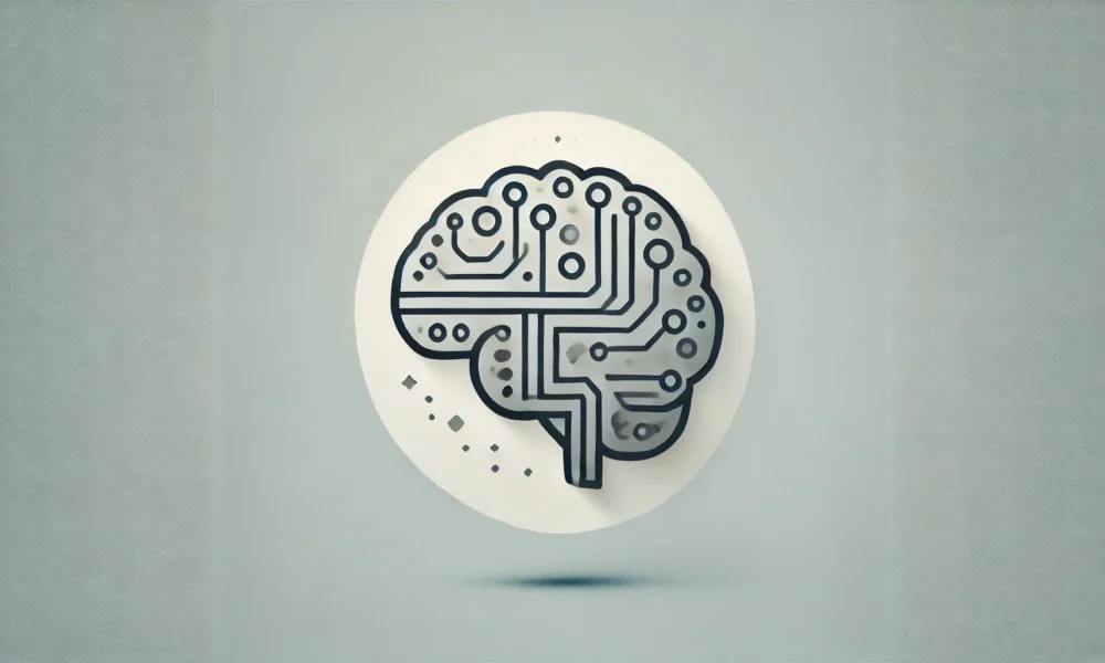 Wide feature image with a soft gradient background transitioning from light steel blue to soft silver. In the center, a minimalist icon of a stylized brain with digital circuit patterns, slightly fragmented, represents the challenges of generative AI in education. The icon has a dark slate gray outline with small accents in soft gold, set against a clean, modern design. Concept is used for How Generative AI Can Harm Learning.