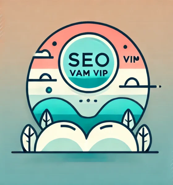 A clean, modern, and minimalist wide-format feature image with a gradient background transitioning from soft coral on the left to light turquoise on the right. In the center, a simple, flat icon represents the topic 'What is SEO VAM VIP? A Comprehensive Guide in 2024,' outlined in deep teal with bright orange accents, and a subtle gray shadow beneath.