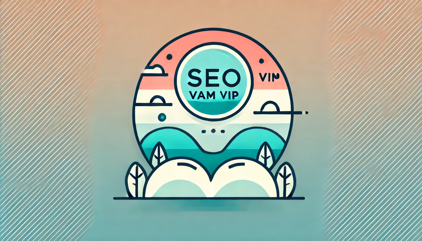 A clean, modern, and minimalist wide-format feature image with a gradient background transitioning from soft coral on the left to light turquoise on the right. In the center, a simple, flat icon represents the topic 'What is SEO VAM VIP? A Comprehensive Guide in 2024,' outlined in deep teal with bright orange accents, and a subtle gray shadow beneath.