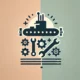 Wide-format image with a clean, modern design featuring a soft gradient background that blends light peach to mint green. In the center, a minimalistic icon represents the Frank Cable Machine Shop, showing repair tools like wrenches and gears alongside a submarine silhouette, outlined in medium navy blue with warm amber accents. A subtle gray shadow beneath the icon adds depth, enhancing clarity and simplicity.