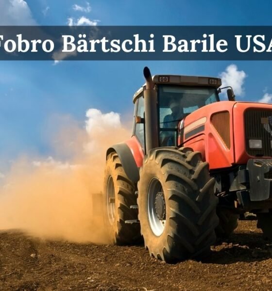 Red tractor with written Fobro Bärtschi Barile USA