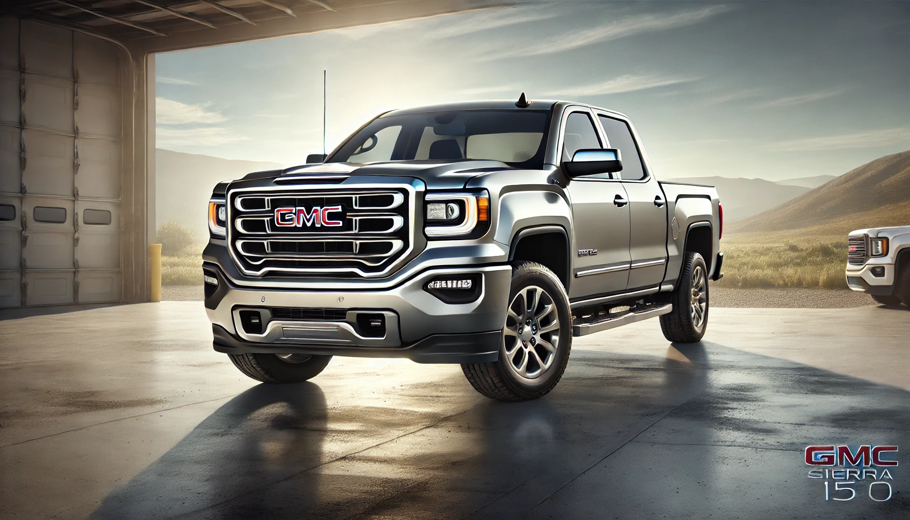 2009 GMC Sierra 1500 in a natural setting with mountains in the background, showcasing its rugged build and chrome accents. The Concept is used for GMC 3GTEC23J09G104686.