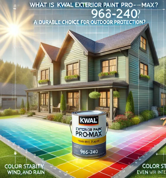 A house painted with Kwal Exterior Paint Promax 961-240, showcasing vibrant color and weather resistance with a satin finish in a landscaped outdoor setting.