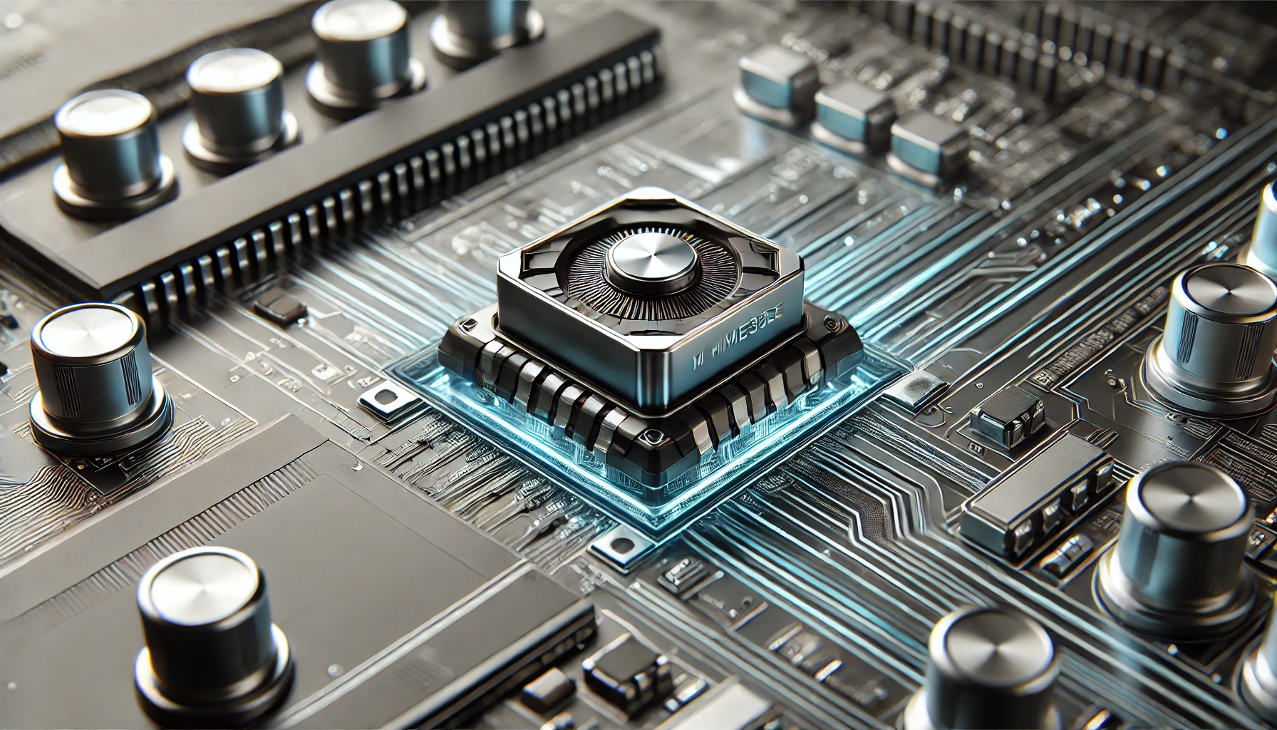 Close-up of the M MKME33EE electronic component on a circuit board, emphasizing its high-performance applications.